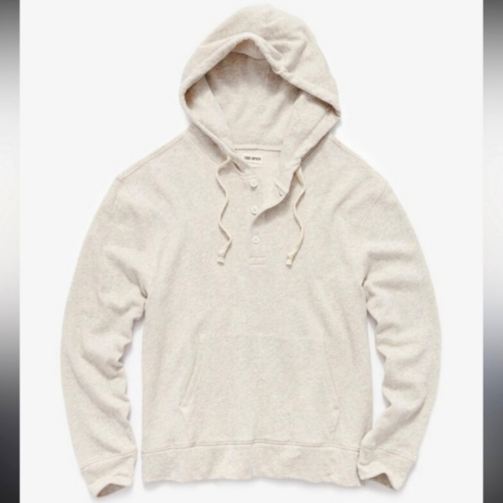 Todd Snyder Loopback French Terry Hoodie Oatmeal Ivory Heather Cotton L